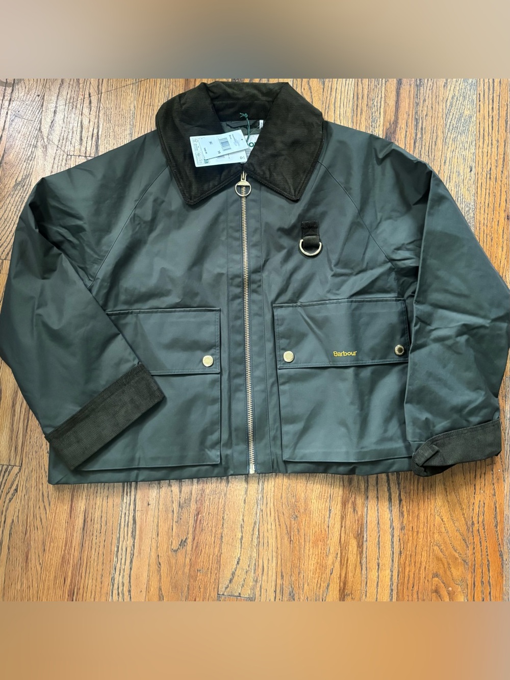 Barbour Womens Nora Oversized-collar Utility Jacket Olive Green Sage US Size 14